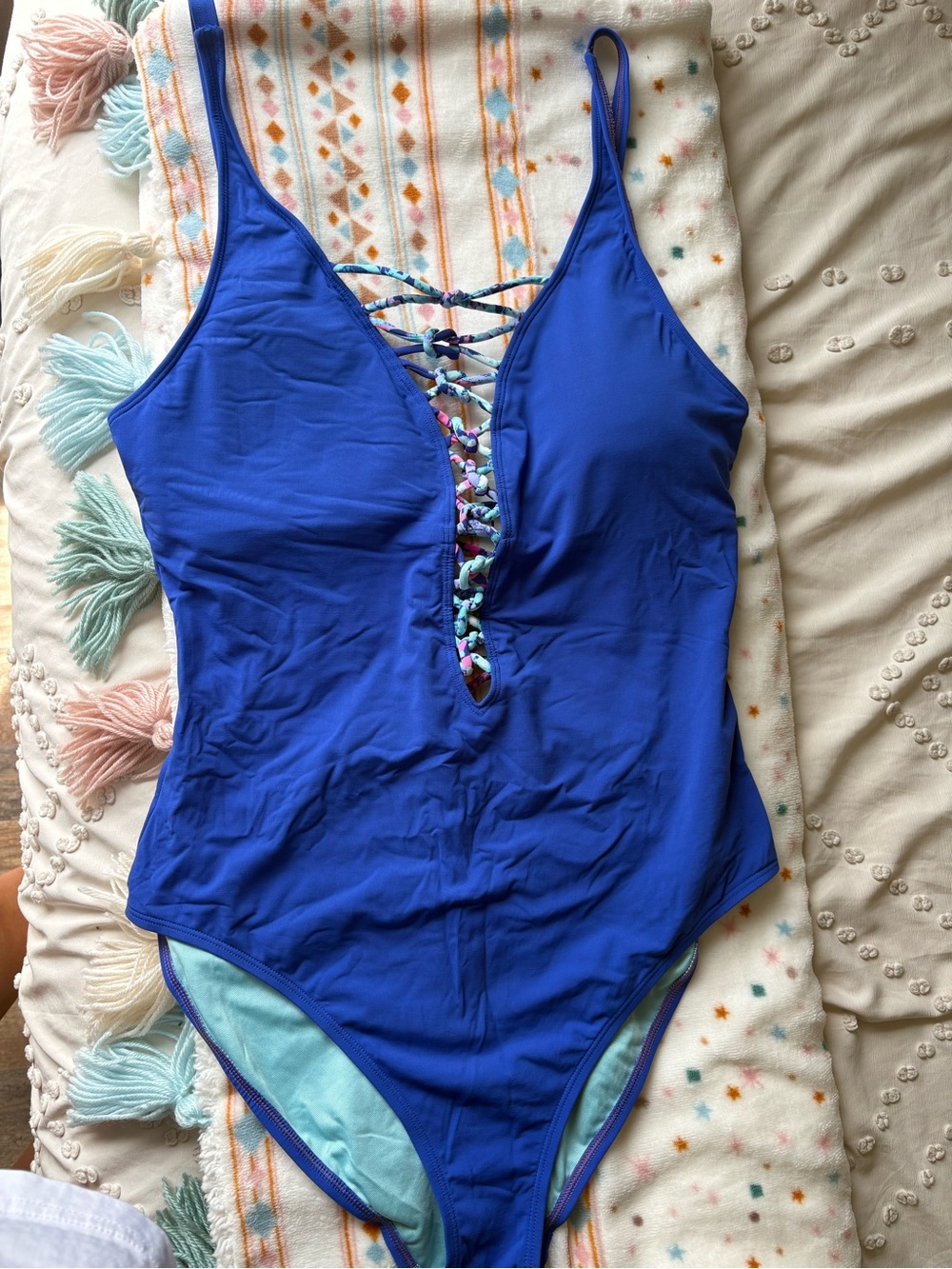 Women’s lattice One-Piece Swimsuit - Royal Blue